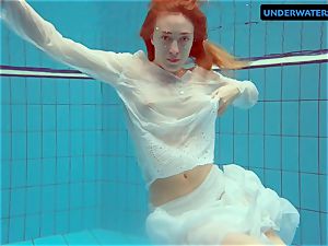 redhead Diana super hot and super-naughty in a milky dress
